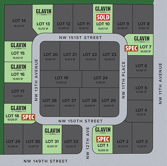 Plat Map for Martin Meadow in Vancouver, Washington showing available lots by Glavin Homes